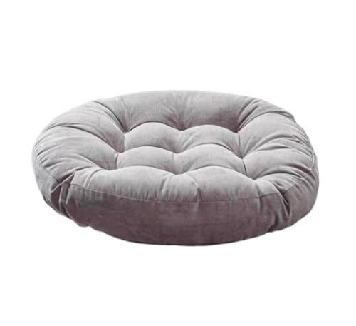 Japanese Large Linen Tatami Floor Pillow,Round Futon,Thicken Tufted Corduroy Seat Cushion,Solid Color Floor Cushion,Yoga Meditation Cushions Balcony Outdoor(Size:1 Piece,Color:Light Gray) - color: Light Gray, size: 1 piece