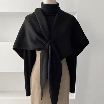 Pashmina Shawl Wraps for Women, Knitted Shawls and Wraps Cardigan Cape Wool Cashmere Shoulder Top Sweater Shawl Scarf - color: Black
