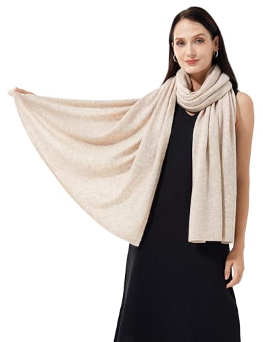 Soft Cashmere Blend Wrap Chic Scarf Stole for Women Wayfarer Travel Extra Large 87"x28" - color: Mottle Camel