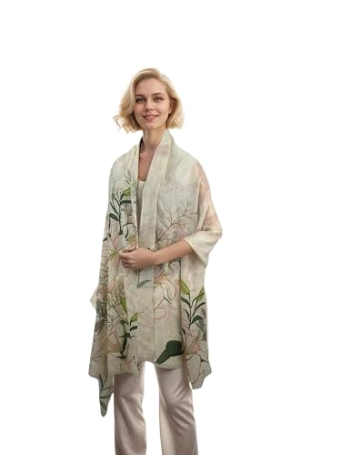 Cashmere-soft Mercerized wool Shawl Pashmina Lightweight Travel Wrap & Evening Scarf |Office |Wedding - color: Butterfly Lily Beige