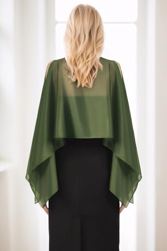 Coucoland Shawl Wraps for Women Sheer Chiffon Shawl Elegant Soft Wraps for Evening Dress Wedding Party - color: Green