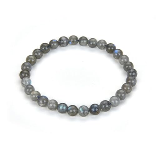 Adabele 1pc Natural Stretch Gemstone Bracelet 6mm (0.24 Inch) Bead 7" 7.5" 8 inch Healing Crystal Quartz Energy Chakra Jewelry Women Birthday Gift - color: Grade A Labradorite, size: 7 inch