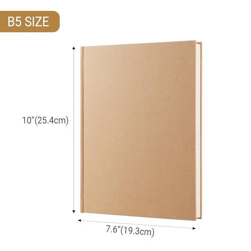 zmybcpack 3 Pack B5 Blank Notebook Journals 7.6" x 10", 160 Pages/80 Sheets, UnlinedHardcover Sketchbook Kraft Travel Journal for College, School, Office - size: 7.6" x 10"（3 pack）