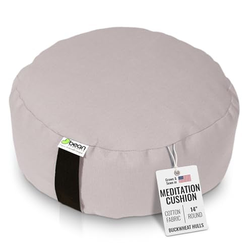 Bean Products Zafu Meditation Pillows for Sitting on Floor, Yoga Cushion, Cotton/Buckwheat Fill Yoga Pillow, Zafu Meditation Cushion, Zen Kneeling Prayer Pad- Made in USA - 14" Round - Natural - color: Natural, size: Round - 14"