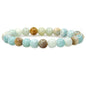 Angelstones Handmade Natural Healing Gemstone 8mm Round Beads Stretch Crystal Bracelet 7 Inch Unisex - color: Multicolor Amazonite