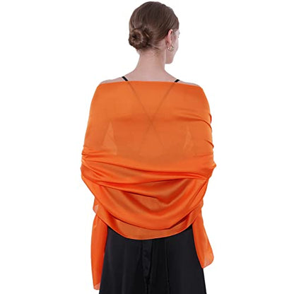 Womens Scarf Pashmina Shawls and Wraps for Evening Dresses Like Chiffon Silk Scarf for Bridal Weddings - color: Orange