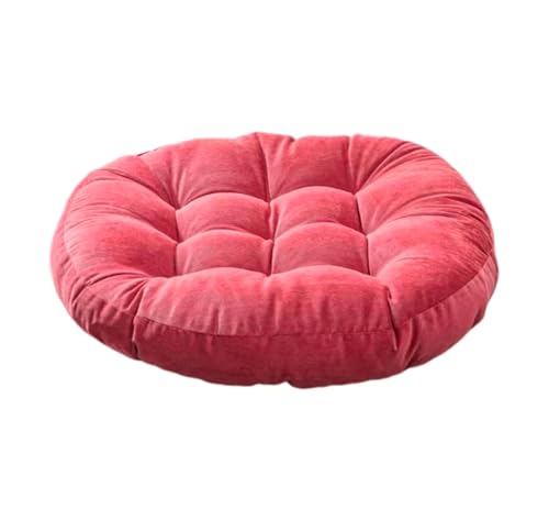 Japanese Large Linen Tatami Floor Pillow,Round Futon,Thicken Tufted Corduroy Seat Cushion,Solid Color Floor Cushion,Yoga Meditation Cushions Balcony Outdoor(Size:1 Piece,Color:Red) - color: Red, size: 1 piece