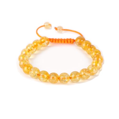 AD Beads Unisex 8mm Gemstone Bracelets Healing Macrame Adjustable 7-9 Inches || wear this healing natural gemstone bracelet help to erase your pain and fear || recover your energy||| - color: Citrine Crystal