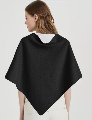 Shawl Wraps For Women,Womens Knitted Knotted Shawls Wool Cashmere Shoulder Top Sweater Shawl Scarf for Fall Winter - color: Black