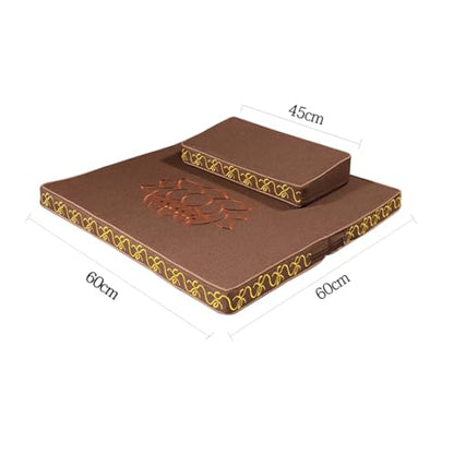 Portable Foldable Meditation Cushion Mat Set with Washable Cotton Linen Cover, Larger Thick Yoga Mat Bolster Floor Pillows Seating for Adults Meditation Accessories red-80cm