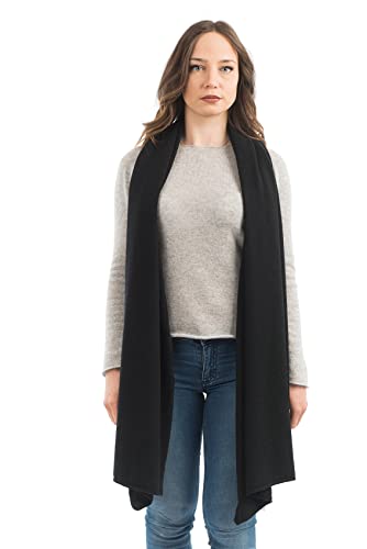 Dalle Piane Cashmere Womens Wool Cashmere Blend Stole Soft Italian Shawl Wrap for Wedding Evening Gift Made in Italy - color: Black