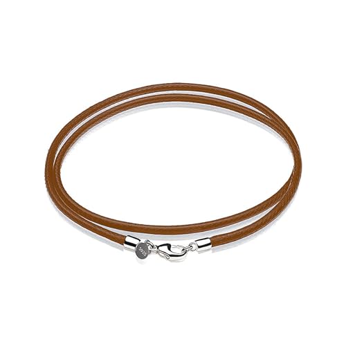 Leather Necklace for Men Women with Solid 925 Sterling Silver Lobster Clasp 3mm Black/Brown/LightBrown/Red Leather Necklace Cord 16/18/20/22/24/26/30 Inches - size: 18, style: Light Brown Leather Necklace