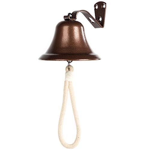 WMM Hanging Bell Dinner Bell Outdoor Bell Bracket Mount Wall Bell Indoor Rope Bell Ship/Boat/Nautical/Door/School/Reception/Home/Church Bell(Copper) - color: Copper
