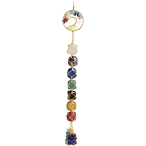Tree of Life Handmade 7 Chakras Stones Healing Crystals Tree of Life Hanging Ornament for Home Decor - color: A-style 1