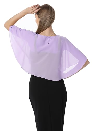 Chiffon Capelet Soft capes Shawls and Wraps for Evening Dress Wedding Cape 1920s shawl accessories for women - color: Lilac