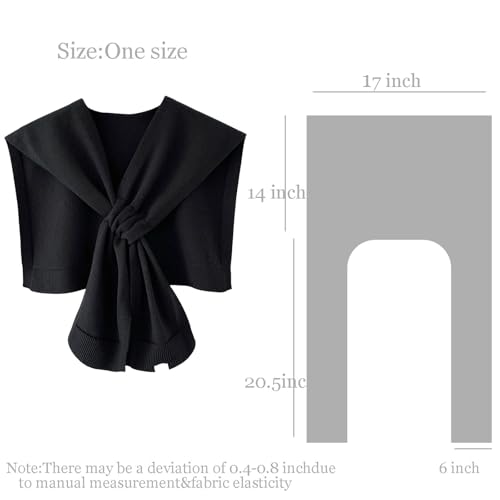 Sweater Shawl Wraps for Women Fashion Knitted Shoulder Shawls Ponchos Casual Sweaters Scarf Cape Wraps with Sleeves - color: 02 Black