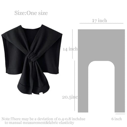 Sweater Shawl Wraps for Women Fashion Knitted Shoulder Shawls Ponchos Casual Sweaters Scarf Cape Wraps with Sleeves - color: 02 Black
