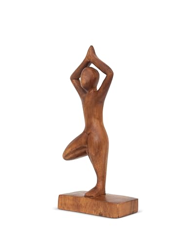 G6 Collection 8" Wooden Handmade Abstract Sculpture Art Decorative Home Decor Handcrafted Figurine Accent Decoration Artwork Hand Carved, Tree Pose - style: Tree Pose