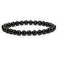 Angelstones Handmade Natural Healing Gemstone 6mm Round Beads Stretch Crystal Bracelet 7 Inch Unisex - color: Black Tourmaline