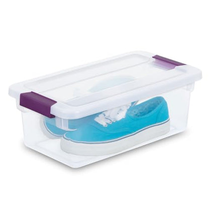 Sterilite 6 Qt ClearView Latch Storage Box Stackable Bin with Latching Lid, Plastic Container to Organize Shoes in Closet, Clear (24 Pack) - size: 24 Pack, style: 6 Quart