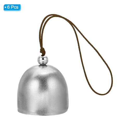 PATIKIL 6 Pcs Wind Chime, Hanging Bells Temple Bells Retro Outdoor Hanging Metal Chinese Wind Chime Round for Outside Garden Camping, Silver Brown - color: Silver Brown