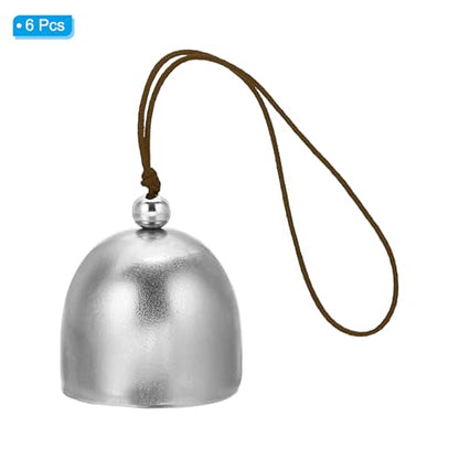 PATIKIL 6 Pcs Wind Chime, Hanging Bells Temple Bells Retro Outdoor Hanging Metal Chinese Wind Chime Round for Outside Garden Camping, Silver Brown - color: Silver Brown