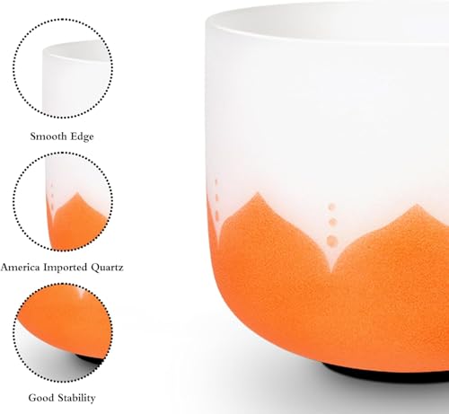 Set of 7 size 6-12 inch Lotus Design Chakra Tuned 432hz Quartz Crystal Singing Bowls with Heavy Duty Carrying Cases and Singing Bowl Mallet Suede Strikers WF - color: Set of 7, Lotus