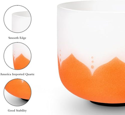 Set of 7 size 6-12 inch Lotus Design Chakra Tuned 432hz Quartz Crystal Singing Bowls with Heavy Duty Carrying Cases and Singing Bowl Mallet Suede Strikers WF - color: Set of 7, Lotus
