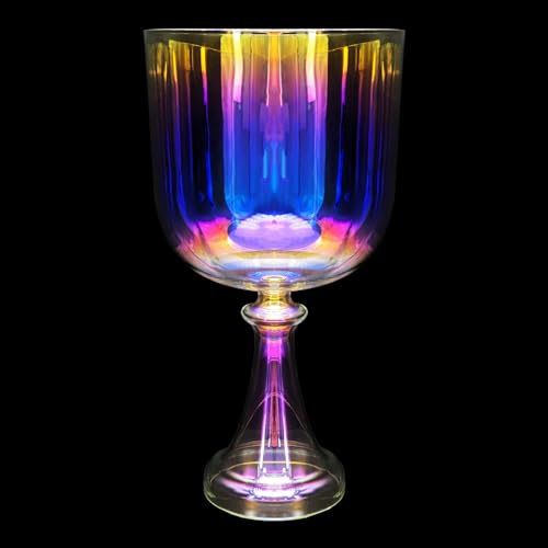 440Hz Meditation Crystal Singing Bowl, Handheld Quartz Stone Music Bowl, Transparent Dazzle, Sound Healing Instrument with Varnished Finish
