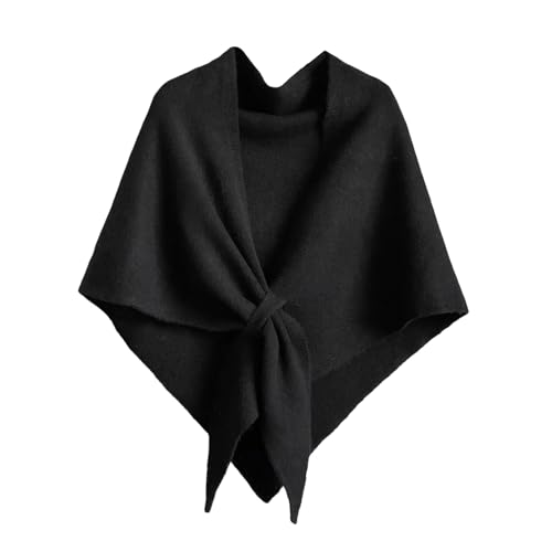 Pashmina Shawl Wraps for Women Knitted Shawls Scarf Solid Color Lightweight Poncho Wrap Tops Fall Winter Clothing - color: Black