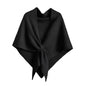 Pashmina Shawl Wraps for Women Knitted Shawls Scarf Solid Color Lightweight Poncho Wrap Tops Fall Winter Clothing - color: Black