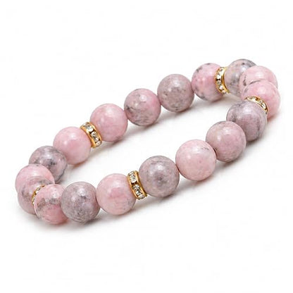 Healing Bracelet For Women Anxiety Crystal Bracelet Chakra Beaded Bracelets Rose Quartz Crystals And Healing Stones Yoga Bead Bracelet Calming Stretch Bracelet Stress Relief Gifts For Women - color: Pink-Zebra Stone