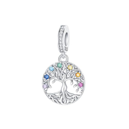 Prayer Cross Elephant Airplane Suitcase Charm 925 Sterling Silver Charms fits for Bracelets Necklace Pendant Bead Charms Jewelry Gift for Women Family - color: 7 Chakra Charm