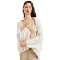 Huralona Women's Open Front Wool Shawl Wrap Scarf with Sleeves Outer Warm Knitted Poncho Cape Fall Winter - color: White