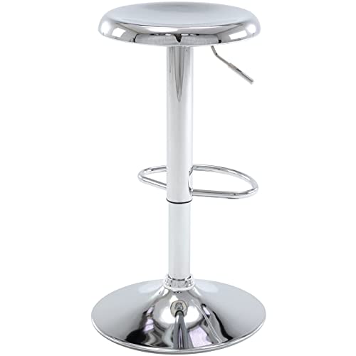 Adjustable Bar Stool, Swivel Round Metal Airlift Barstool, Backless Counter Height Bar Chair for Kitchen Dining Room Pub Cafe, 1 pc (Chrome) - color: Chrome, size: 1 pc