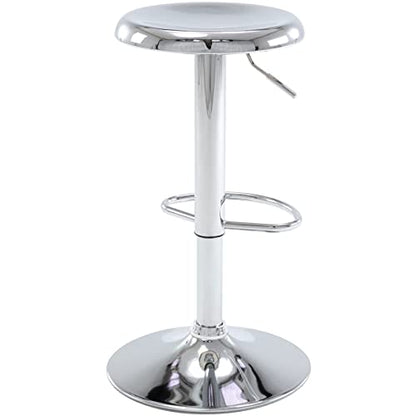 Adjustable Bar Stool, Swivel Round Metal Airlift Barstool, Backless Counter Height Bar Chair for Kitchen Dining Room Pub Cafe, 1 pc (Chrome) - color: Chrome, size: 1 pc