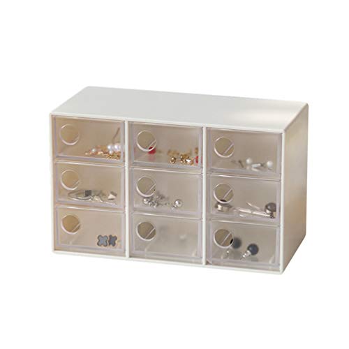 Cabilock 9drawers Mini Jewelry Drawer Organizer Removable for Crafts and Office Supplies White Storage Box for Hair Clips Beads and Items