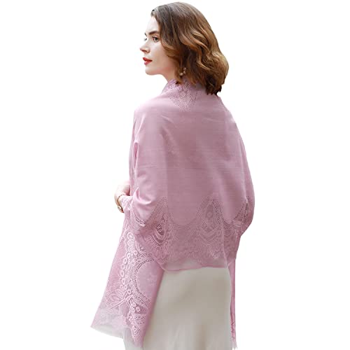 RIIQIICHY Shawls and Wraps for Evening Dresses Scarfs for Women Pashmina Wedding Formal Shawl - color: Pink-3