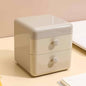 2-Drawer Desktop Organizer with Flip Lid, Plastic Storage Box for Jewelry, Stationery, Home, Dorm, Office