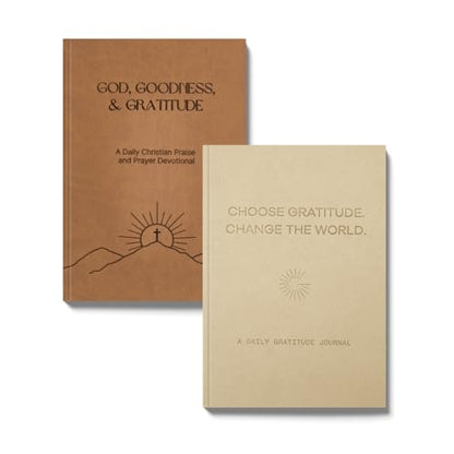 Gratitude Gifted Christian Prayer Journal - Light Brown with Guided Gratitude Journal - Tan for Men & Women