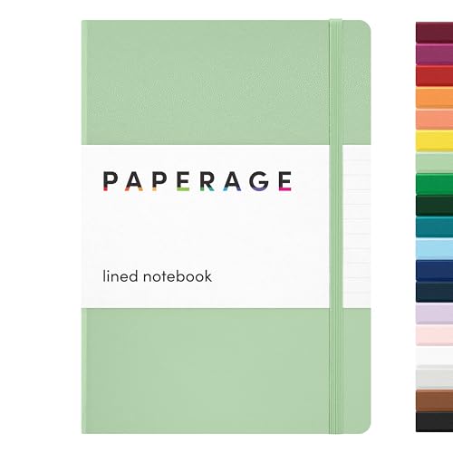 PAPERAGE Lined Journal Notebook, Hardcover Journal for Women & Men, 160 Pages, (5.6 in x 8 in), College Ruled Journaling Notebook for Work, School Supplies & Note Taking, (Sage Green) - color: Sage Green, style: A. Lined
