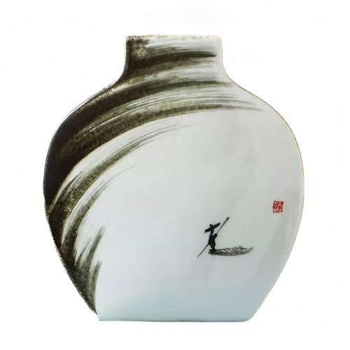 Aimeryup Zen Vase Ceramic Ornament Decor Hand-Painted Flower Arrangement Living Room Desktop Dining Table Porch(Size:24X26CM,Color:A) - size: 24X26CM