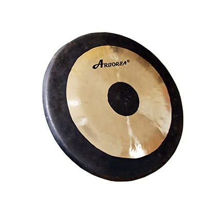 Arborea Sound Healing and Therapy Mini Gong 12" with Stand and Mallet Bronze Alloy Hand Hammered Chinese Small Table Chau Gong Home or Office - size: 12" Chau Gong
