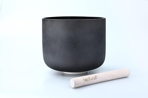 TOPFUND Black D# Note Crystal Singing Bowl Navel Chakra 8 inch with Heavy Duty Carrying Case and Suede Mallet - color: Black D# Note, size: 8 inch