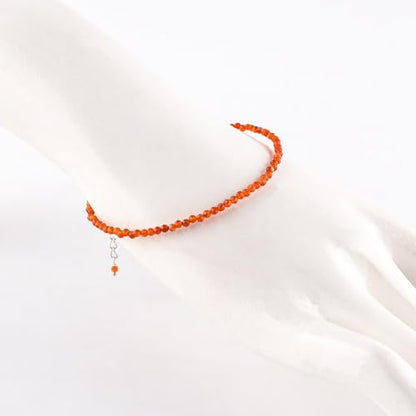 InfinityGemsArt Natural Stone Beads Dainty Bracelet Jewelry for Women, Crystals and Gemstones Birthstone 925 Sterling Silver Chain 8 inch Gifts For her