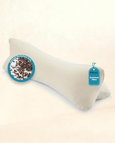 Buckwheat Pillow - Cervical Neck Support Pillows for Sleeping, 15.7"x5.9" Adjustable Neck Roll with Buckwheat Hulls for Neck Pain Relief, Small Cylinder Pillow, Beige - color: Petal-beige