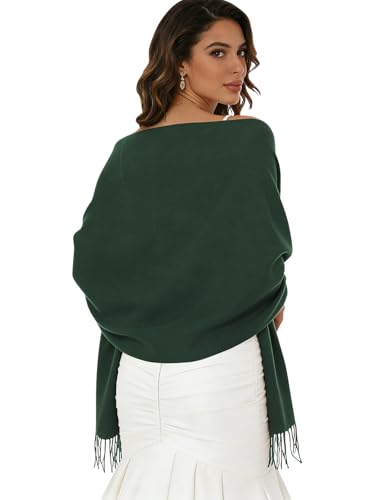 Sumolux Scarf for Women Pashmina Shawls Wraps for Evening Dresses Wedding Bridesmaid Gifts Winter Warm Soft Scarves - color: Dark Green