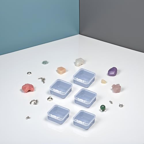 5 Pcs Clear Plastic Jewelry Storage Containers, Mini Square Box Empty Case with Lid Jewelry Boxes Jewelry Accessories for Earplugs, Jewelry, Hardware or Other Small Crafts