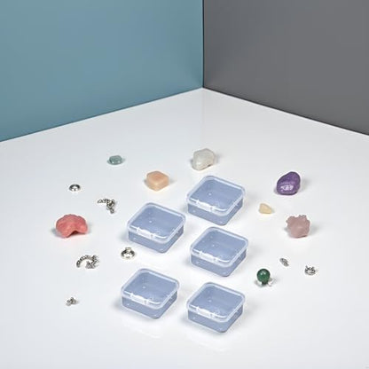 5 Pcs Clear Plastic Jewelry Storage Containers, Mini Square Box Empty Case with Lid Jewelry Boxes Jewelry Accessories for Earplugs, Jewelry, Hardware or Other Small Crafts