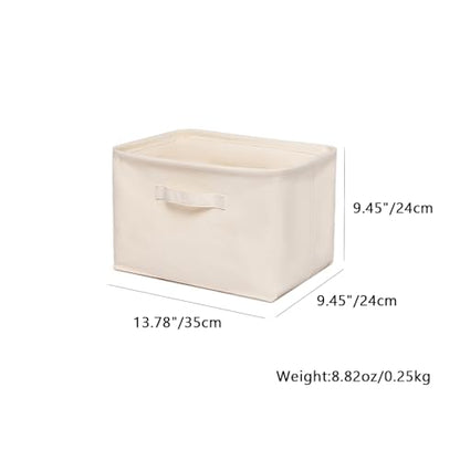 Foldable Storage Bins with Lids Cotton Canvas Rectangular Storage Box Ideal for Organization Lightweight and Durable (13.78 x 9.45 x 9.45) - size: 13.78 x 9.45 x 9.45"